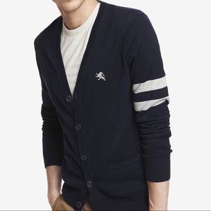 Express Varsity Stripe & Lion Cardigan